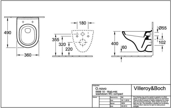 Унитаз подвесной Villeroy&Boch O.Novo (56881001) Унитаз подвесной Villeroy&Boch O.Novo (56881001)