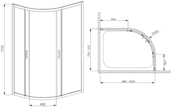 Душова кабіна Radaway Premium Plus, 100x80 (30481-01-01N)