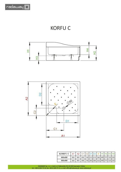 Душовий піддон Radaway Korfu C, 80x80 (4C88400-03)