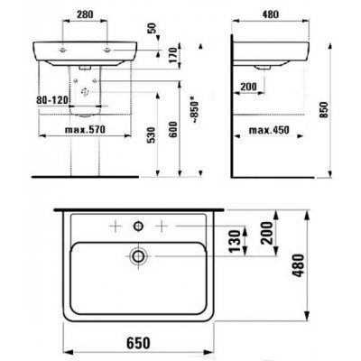 Умивальник підвісний Laufen Pro, 65 (H8189530001041)