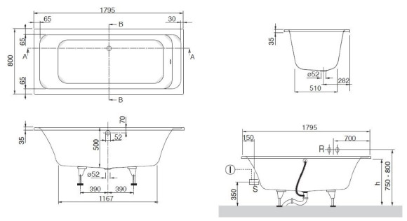 Ванна акрилова Villeroy&Boch Omnia Architectura, 180х80 (UBA180ARA2V-01)