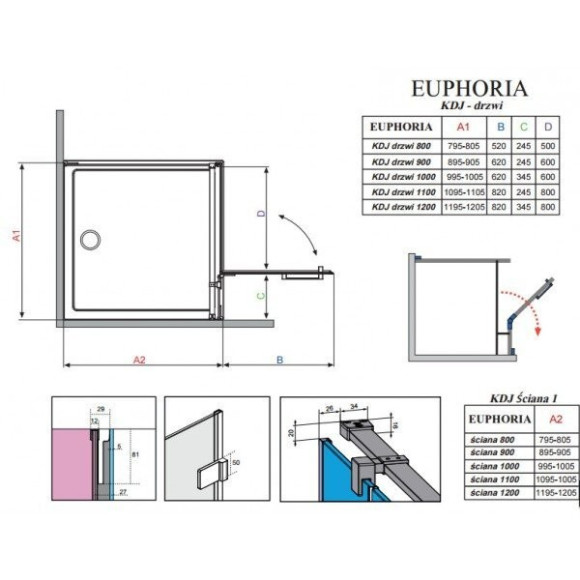 Душевая кабина Radaway Euphoria KDJ, левая, 90x90 (383044-01L) Душевая кабина Radaway Euphoria KDJ, левая, 90x90 (383044-01L)