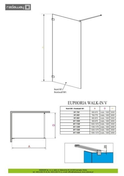 Душевая стенка Radaway Walk-In Modo New II 160 (389164-01-01)
